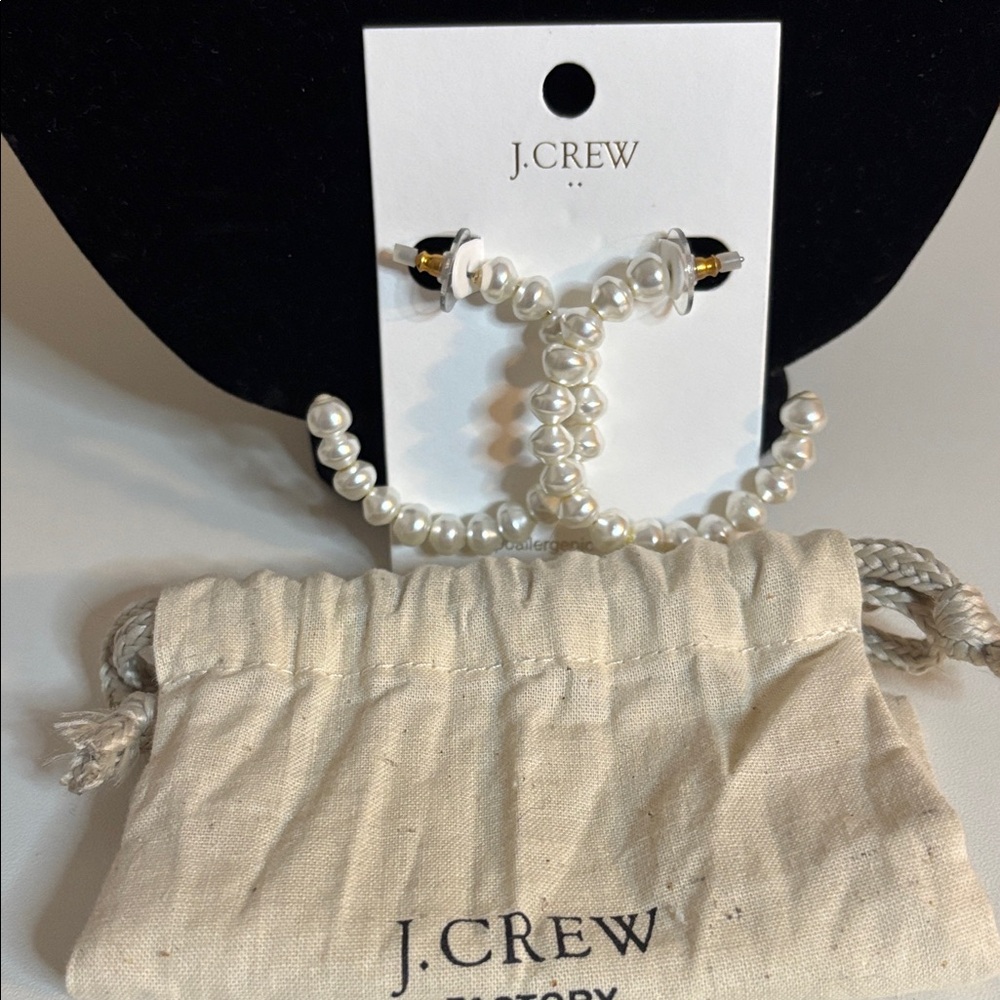 J. Crew Pearl Cluster Statement Earrings in White NWT